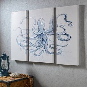 Muurdecoratie Under the Sea (3-delig) canvas/MDF - wit/blauw