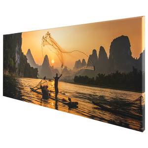 Afbeelding Asian Fisherman canvas/MDF - zwart/goudkleurig