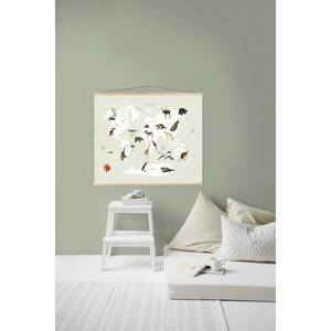 Poster World Map Animals textiel - meerdere kleuren