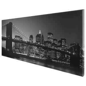 Bild Brooklyn Bridge Leinwand / MDF - Schwarz