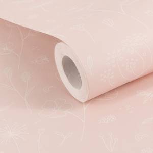 Papier peint Pink Wild Flowers Intissé - Rose / Blanc