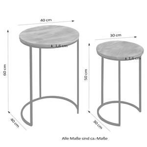 Tables gigognes Leus (2 éléments) Manguier massif / Métal - Manguier / Noir