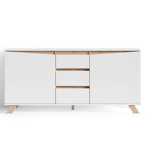 Sideboard Rautha Matt Weiß / Eiche Dekor - Breite: 160 cm