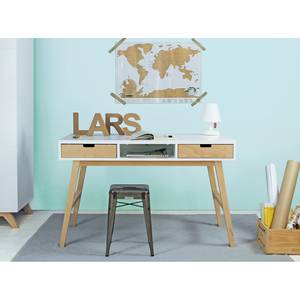 bureau Lynn Blanc - Bois massif - Bois/Imitation - 126 x 79 x 65 cm