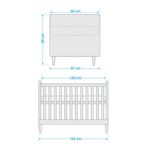 Babybett Emma Weiß - Massivholz - Holzart/Dekor - 67 x 89 x 124 cm