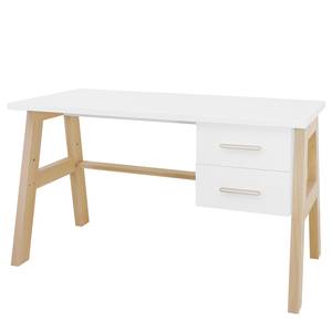 Bureau Lisa Blanc - En partie en bois massif - 139 x 76 x 62 cm