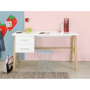 Bureau Lisa Blanc - En partie en bois massif - 139 x 76 x 62 cm