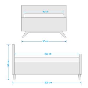 Letto singolo Fenna Bianco - Legno parzialmente massello - 97 x 80 x 205 cm