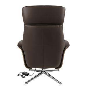 Fauteuil relax Anderson III Cuir véritable Neka : Marron foncé - Chrome brillant - Chêne