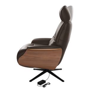 Fauteuil relax Anderson III Cuir véritable Neka : Marron foncé - Noir - Noyer