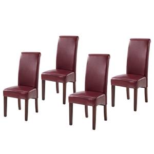 Gestoffeerde stoelen Nello I (set van 2) kunstleer/ massief rubberboomhout - donkerbruin - Schoorsteen rood - Set van 4