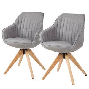 Chaise à accoudoirs Ermelo II rotatif - Tissu / Chêne massif - Lot de 2