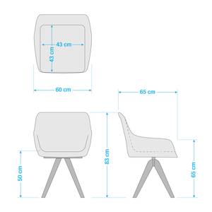 Chaise à accoudoirs Ermelo rotatif - Tissu / Chêne massif - Gris foncé - Lot de 2