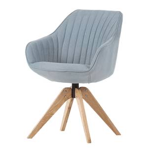 Chaise à accoudoirs Ermelo rotatif - Tissu / Chêne massif - Bleu clair - Lot de 2