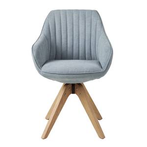 Chaise à accoudoirs Ermelo rotatif - Tissu / Chêne massif - Bleu clair - Lot de 2