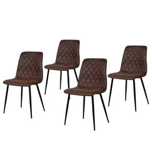 Gestoffeerde stoel Tervo Microfiber/staal - Microvezel Colby: Vintage donkerbruin - 4-delige set