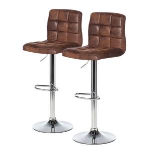 Tabouret de bar Fitzgerald Marron vieilli / Chrome - Lot de 2