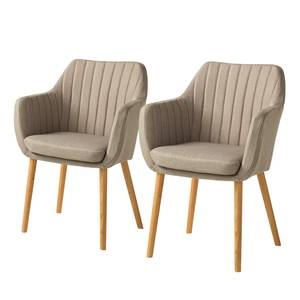 Chaise à accoudoirs Leedy I Tissu Zea: Beige - Lot de 2