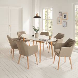 Armleunstoel Leedy I Geweven stof Zea: Beige - 2-delige set