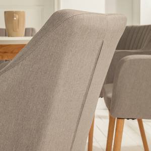 Chaise à accoudoirs Leedy I Tissu Zea: Beige - Lot de 2