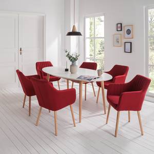 Sedia con braccioli Leedy I Tessuto Zea: rosso ciliegia - Set da 2