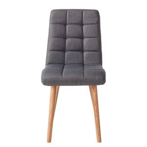 Chaise capitonnée Doskie I Tissu Zea: Gris foncé - Lot de 4