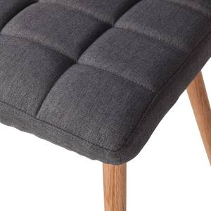 Chaise capitonnée Doskie I Tissu Zea: Gris foncé - Lot de 4