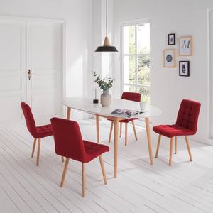 Chaise capitonnée Doskie I Tissu Zea: Rouge cerise - Lot de 4