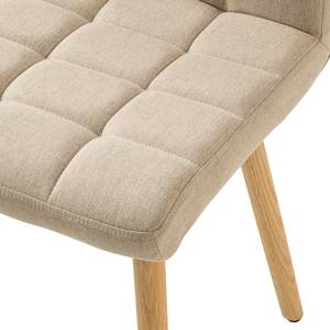 Chaise capitonnée Doskie II Lin / Chêne massif - Beige - Lot de 4