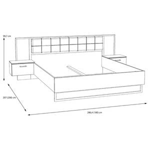 Bedframe Dawson Zwart - Wit - Plaatmateriaal - 286 x 98 x 207 cm