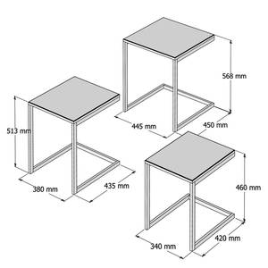 Beistelltisch Elyrie (3er-Set) Kiefer massiv / Metall - Kiefer / Schwarz