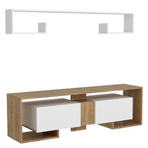 Ensemble meubles TV Raha (2 éléments) Blanc / Imitation noyer clair