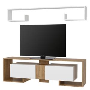 Ensemble meubles TV Raha (2 éléments) Blanc / Imitation noyer clair