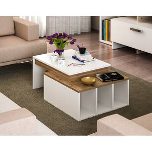 Table basse Garala Blanc / Imitation noyer clair