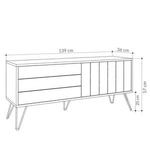 TV-Lowboard Eslo Metall - Eiche Dekor / Weiß