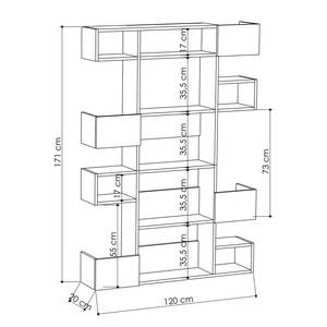 Etagère 9 tablettes - L120 cm Blanc / Imitation chêne