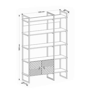 Open kast Sumatra Sun metaal - walnotenhouten look/zwart