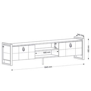 TV-Lowboard Lanz Walnuss Dekor / Schwarz