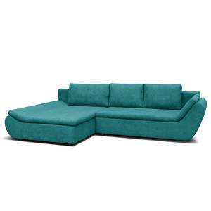 Ecksofa Borga Flachgewebe - Microfaser Sole: Jeansblau - Longchair davorstehend links