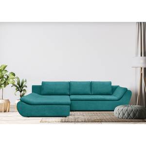 Divano letto angolare Borga Tessuto piatto - Microfibra Sole: blu jeans - Longchair preimpostata a sinistra