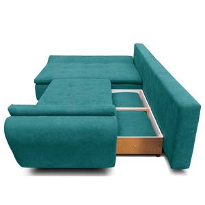 Ecksofa Borga Flachgewebe - Microfaser Sole: Jeansblau - Longchair davorstehend links