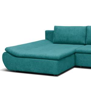 Ecksofa Borga Flachgewebe - Microfaser Sole: Jeansblau - Longchair davorstehend links