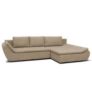 Ecksofa Borga Flachgewebe - Microfaser Sole: Taupe - Longchair davorstehend rechts