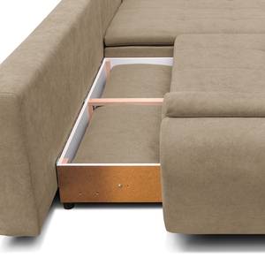 Ecksofa Borga Flachgewebe - Microfaser Sole: Taupe - Longchair davorstehend rechts