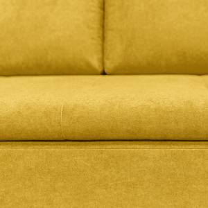 Canapé d’angle Bright Tissage à plat - Microfibre Sole: Jaune moutarde - Méridienne courte à gauche (vue de face)