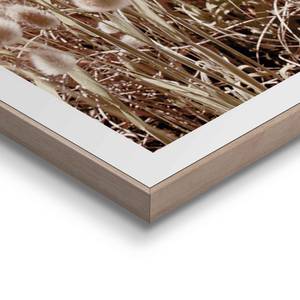 Ingelijste afbeelding Strand Gras Zee Print in houten frame - beige