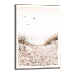 Poster con cornice Spiaggia e gabbiani Poster con cornice - Beige