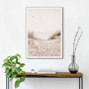 Poster con cornice Spiaggia e gabbiani Poster con cornice - Beige