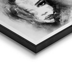 Ingelijste afbeelding Vrouw Abstract Print in houten lijst - zwart
