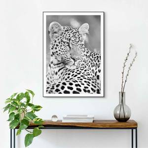 Ingelijste afbeelding Leopard Safari Print in houten lijst - zwart